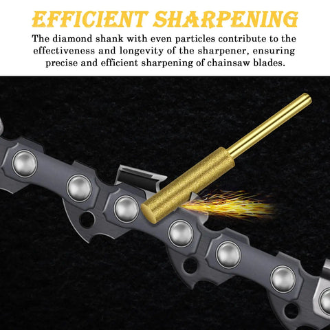 Pro Grade Diamond Chainsaw Sharpener Kit With 72 Pieces And One Eighth Inch Shank, titanium plated, sharpening a chainsaw chain