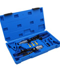 Get Your Garage Boss Ready With This Kickass Metal Rubber Fuel Line Clamp Pliers Set Featuring Eight And Ten Inch Automotive Hose Stopper Tools For Leaking Pipe Fixes That Stop Water In Their Tracks Without Missing A Beat. Blue case with 9-piece metal rubber fuel line clamp pliers set