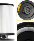 Beefed Up Vacuum Filter Replacement For DXV Series Shop Vacs close-up showing filter grooves and top latch in black