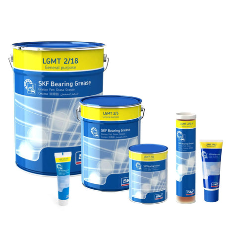 LGMT 2/1 General Purpose Grease cans and tubes for industrial and automotive use shown in various sizes and packaging