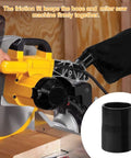 Slick Miter Saw Dust Port Adapter For DWS779 And DWS780 features a black friction fit connecting hose to the saw.