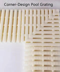 Heavy Duty Right Angle Pool Drain Grate Set Of Two, 90 Degree Corner Bath Floor Drain Cover shown in corner design.
