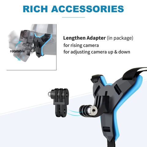 Helmet Mount With Windshield For GoPro Hero 9 10 11 12 13 On Motorcycle Helmets with chin strap and adapter