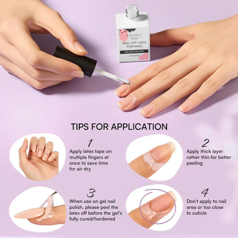 Applying Liquid Latex Nail Barrier Peel Off For Clean Edges and Quick Dry Cuticle Guard with application tips