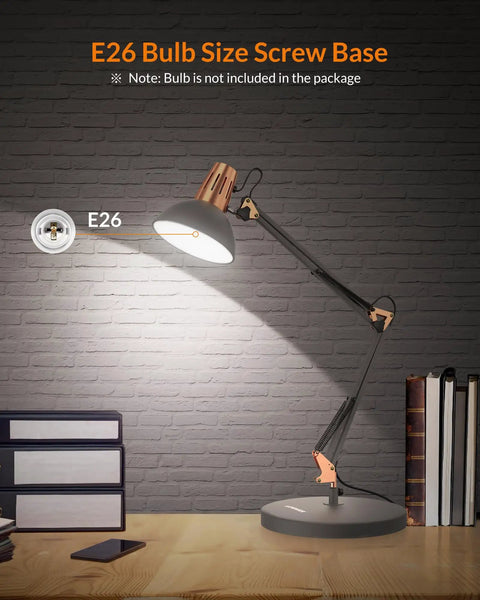 Rock Solid Metal Desk Lamp With Swing Arm And Clamp For Home Office Reading Light Built Tough Base Adjustable Task Lighting That Hits Different On Any Modern Workspace Desk