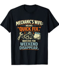 Funny Mechanic Wife Tee Featuring A Wrench And Piston Graphic For The Real Deal Over On Tools Who Knows A Quick Garage Fix Is Gonna Evolve Into A Whole Weekend Project, classic fit black shirt.