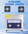 Front view of Heavy Duty 6.5L Ultrasonic Cleaner With Heater And Timer 180W Stainless Steel Bath with control dials and display.