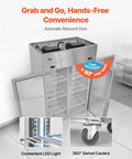 Top Shelf Commercial Refrigerator And Freezer Combo 48 Inch Wide 32 Cubic Feet stainless steel with self-closing automatic door and casters.