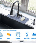 Gray Silicone Faucet Splash Guard Mat For Kitchen Sink, Drip Catcher Tray To Keep Counter Dry, fits 2.50 inch faucet hole