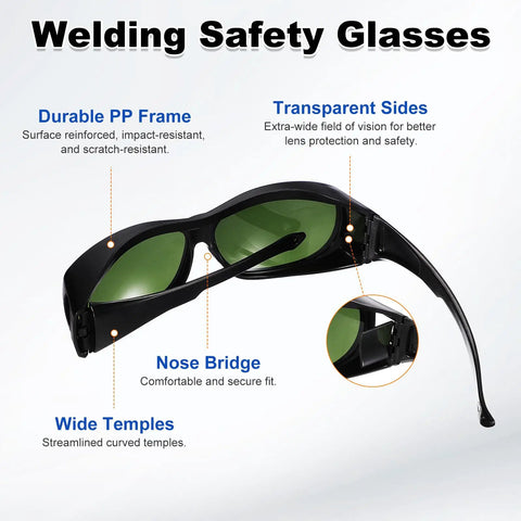 Professional Grade Straight Up Heavy Duty Welding Safety Glasses With Shade 3 Impact Resistant Polycarbonate Lenses Built Tough For Seamless Metalwork And All Day Shop Floor Grind with PP frame and transparent sides.