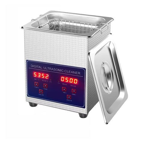 2Liter Digital Ultrasonic Cleaner Machine For Hardware Degreasing Small Parts Artifact Restoration Home Appliance With 40Khz Frequency And Heating Tank in stainless steel design.