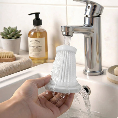 Person washing air filter in sink for Two In One Air Duster And Mini Vacuum With 4000mAh Battery Brushless Motor 8000Pa Suction And 120MPH Thrust Car And Computer Cleaning Portable USB Type C Charge Lightweight And Beast Mode Powerful For Quick Cleanups