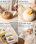 All In One Sourdough Starter Kit tools, including silicone bread sling, brush, step-by-step guides, and baker support.