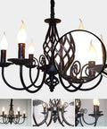 French Country Chandelier For Kitchen And Dining Room Vintage Candle Style Six Light Farmhouse Pendant Light In Matte Black For Living Room Cozy Rustic Vibe With Classic Charm And Durable Fixture