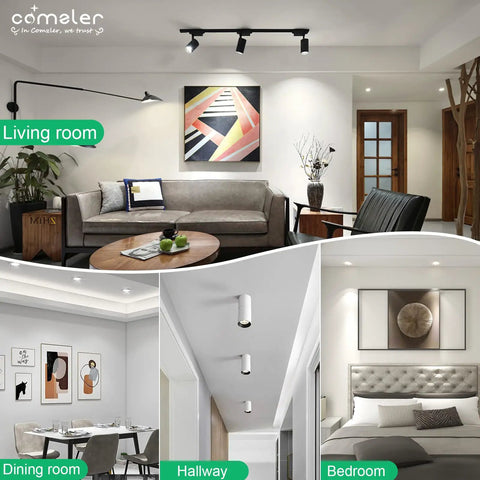 Living room with GU10 LED Light Bulbs 5000K Daylight For Kitchen, 400 Lumen, 120 Degree Beam, Recessed Track Lighting