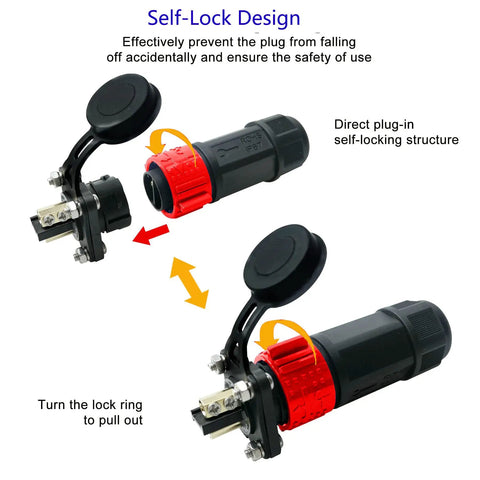 2 Pin 50 Amp Trolling Motor Plug Receptacle Set For Marine Boats Power Waterproof IP67 Connector with self-lock design