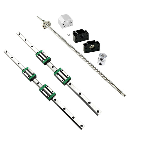 Two Piece HGR20 400mm Linear Rail And RM1605 450mm Ballscrew Kit With BF12 BK12 Nut Housing Coupling And Slide Blocks