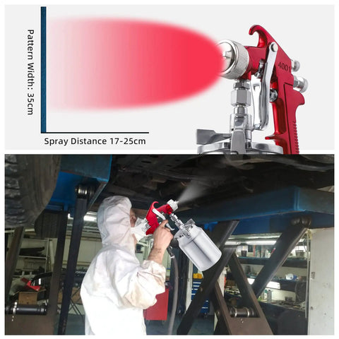 Straight Up Pro Grade Hvlp Paint Sprayer Boasting Three Interchangeable Tip Sizes For Flawless Sheens On Cars Furniture Fences Decks Cabinets And Interior Doors Without Breaking A Sweat, demonstrated under a car.