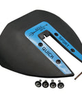 Whale Tail Hydrofoil Stabilizer for Boat Outboards and Sterndrives 40 to 300 HP with bolts and drill bit, black with blue accents