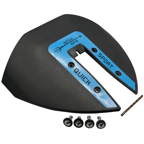 Whale Tail Hydrofoil Stabilizer for Boat Outboards and Sterndrives 40 to 300 HP with bolts and drill bit, black with blue accents