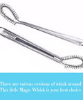 Front view of Stainless Steel Mini Egg Whisk And Handheld Milk Frother Foamer for Creamy Coffee, 8-inch kitchen gadget.