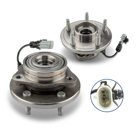 513276 Front Wheel Hub Bearing Assembly With ABS 5 Lug Drop In And Go Pair for GM SUVs 2007-2015, two assemblies with connectors