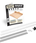 DIY 19 Inch Crosscut Sled Kit For Table Saw with predrilled UHMW bars, aluminum T track, knob, screws, and instruction booklet.