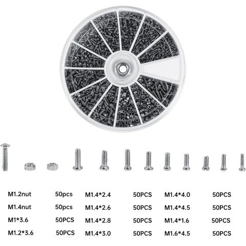 Top Shelf 600 Piece Micro Stainless Steel Screw And Nut Assortment Kit with organized compartments for precision work.