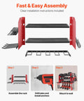 Installation steps for Wall Mounted Power Tool Organizer Three Tier Storage Rack With Four Drill Holders Side Pegboards And Hooks
