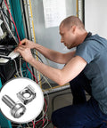 Technician using Tough As Nails Rack Mount Screws And Cage Nuts Kit For Server Cabinets in a server rack installation.