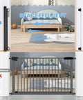 Comparison of Extra Wide Retractable Baby Gate 33 Inch Tall Extends To 72 Inches Mesh Gate and traditional gate showing space efficiency