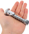 Premium Two Piece Metal Spring Loaded Forklift Locating Pin For 2 3 Ton Industrial Mast Carriage Stop Limit With Tool Free Install And Removal in a hand.