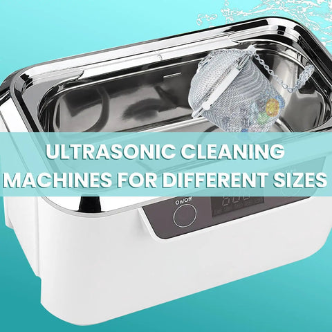 Four Slick Ultrasonic Cleaner Racks With Fine Mesh Weave inside a cleaning machine for scrubbing tiny gears and watch parts.