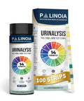 14 Parameter Urine Test Strips Full Panel For Home Health Check 100 Count Bottle With Urinalysis Screening For Kidney And Liver Health And UTI Detection Includes Ketones Protein Hydration And Acidity Level. 100-strip bottle and box