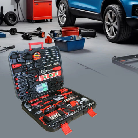 Open 239-Piece All In One Home Tool Set With Carrying Case for DIY Repairs in garage setting