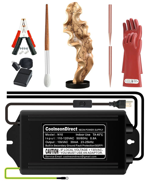 High Voltage Fractal Wood Burning Kit With 10kV Neon ✓