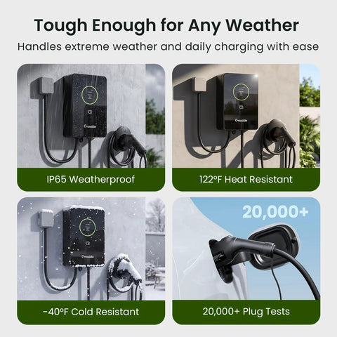 Lightning Quick 48 Amp Level 2 EV Charger Hardwired 11 5 Kw J1772 Home Charging Station weatherproof IP65 and heat resistant