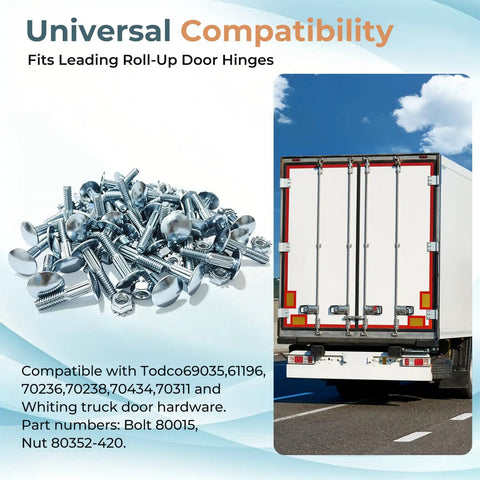 Beefy 50 Pack One And A Quarter Inch Carriage Bolt And Nut Kit For Box Trucks And Roll Up Doors Replacement Hardware Set With Lock Nuts, steel bolts with truck door