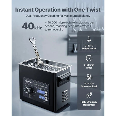 3L Ultrasonic Cleaner With Digital Heater Timer And Knob Control For Jewels Tools Parts. 40Khz Deep Cleaning Tech Removes Grime From Carburetors Nozzles. Degassing Mode For Thorough Washes Using Neutral Detergent And Warm Water. Reliable Home Or Shop
