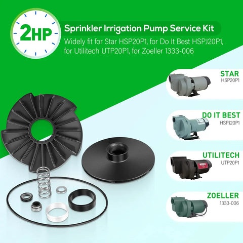 Pro Grade Lawn Sprinkler Irrigation 2 HP Pump Repair Kit With Impeller And Diffuser Complete Service Set Fits Star HSP20P1