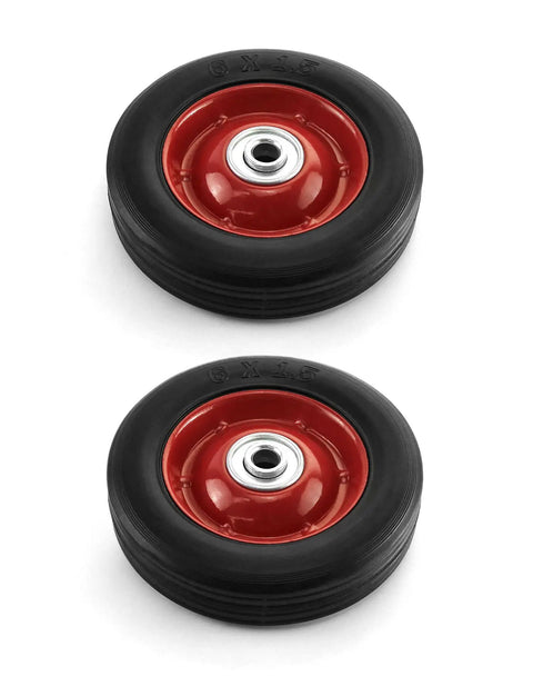 Two Pack Six Inch Hand Truck Wheel With Half Inch Axle Premium Rubber Wheel Ball Bearing Smooth Roll Each Wheel Handles Up To 88 Lbs Pair Up To 176 Lbs Heavy Duty Cart Replacement Wheel Set