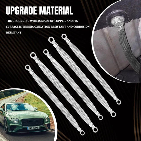 Badass Flexible Tin Plated Copper Ground Straps For Cars Trucks And Hot Rods Includes Five Heavy Duty Cables with solid terminal plugs.