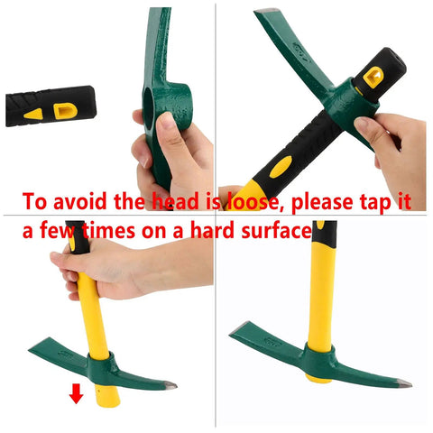 15 Inch Solid Pick Mattock Forged Garden Tool With Tough As Nails Heavy Duty Fiberglass Handle demonstration steps