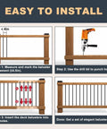 Installation steps for 50 Pack Deck Balusters, 32.25 Inch Long 1 Inch Wide Curve Metal Spindles For Outdoor Deck Rails, Aluminum Spindles