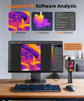 Infrared Thermal Camera With Laser Pointer 320x240 LCD Screen 9 Thermal Palettes 256x192 TISR Resolution Pro Level Thermal Imaging For Electrical HVAC Home And Pet Inspections Super Resolution Clarity Beast Mode shown with software analysis on PC