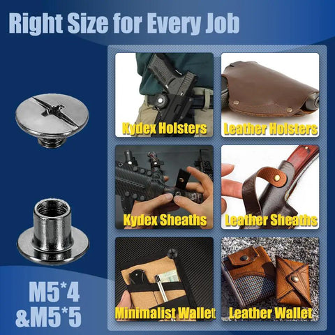 Hella Durable Chicago Screws For Leatherworking M5 X 5Mm Gunmetal Black Hardware 60 Same Size Sets for holsters and wallets