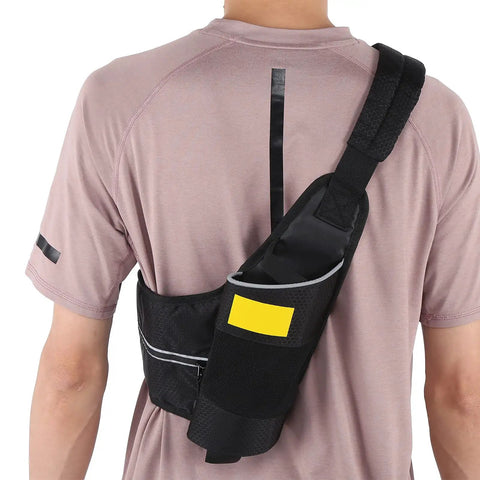 Person wearing Heavy Duty Diving Oxygen Cylinder Bag With Quick Dry Fabric Reflective Strips For Night Safety Waterproof Tank Carrier Case