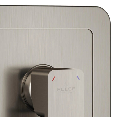 Tru-Temp Mixing Valve With Pressure Balance Rough-In Trim Kit 1/2 In NPT, Brushed Nickel, Square Plate Detail
