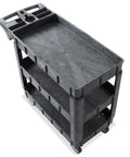 Beefed Up Heavy Duty Utility Cart On Wheels, 40 By 17 Inches, 550 Lb Capacity, Three Tier Rolling Cart With Four 5 Inch Swivel Casters For Warehouse Garage Cleaning And Heavy Load Organization