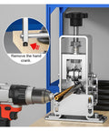 Professional Manual Rotary Wire Strippers Machine For 1 To 25 Mm Cables With Alloy Body and hand crank in use, stripping insulation.